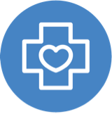 ICON - medical cross with heart (specialty care icon)