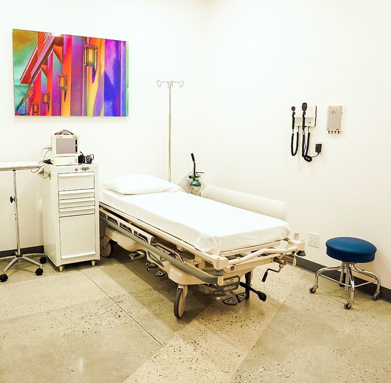 Inside one of the urgent care rooms.