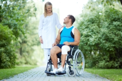 nurse and patient on a stroll