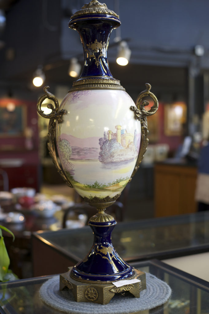 urn with colorful artwork