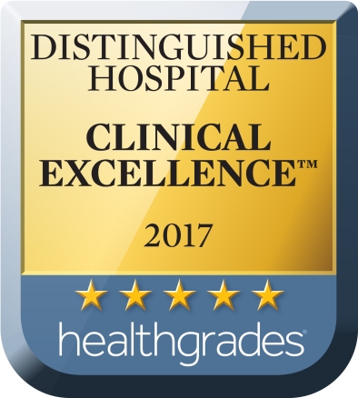 Healthgrades Distinguished Hospital Clinical Excellence award badge 2017