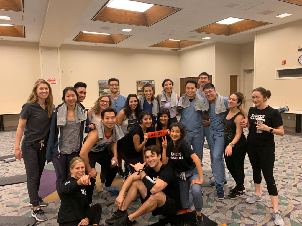 A group of residents training at barrys Pasadena