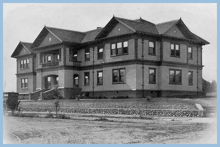 Black and white drawing of Huntington Hospital when it first opened