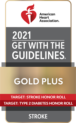 2021 Gold Plus badge for Stroke Honor Roll and Type 2 Diabetes Honor Roll