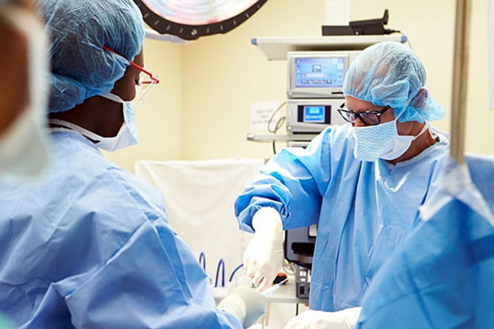 Surgeon performing surgery