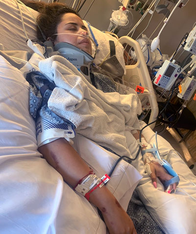 Wendy Sanchez Rodriquez at Huntington Hospital after a car accident