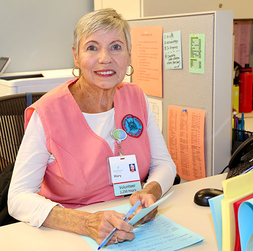 Huntington Hospital volunteer doing office work