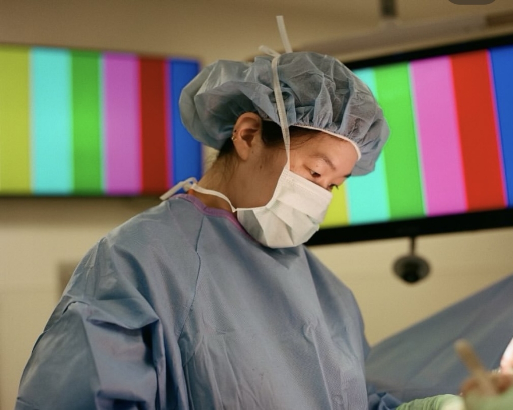 our general surgery resident in the operating room