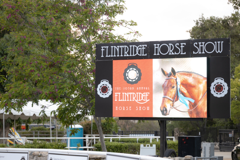 Flintridge horse show banner and horse image.