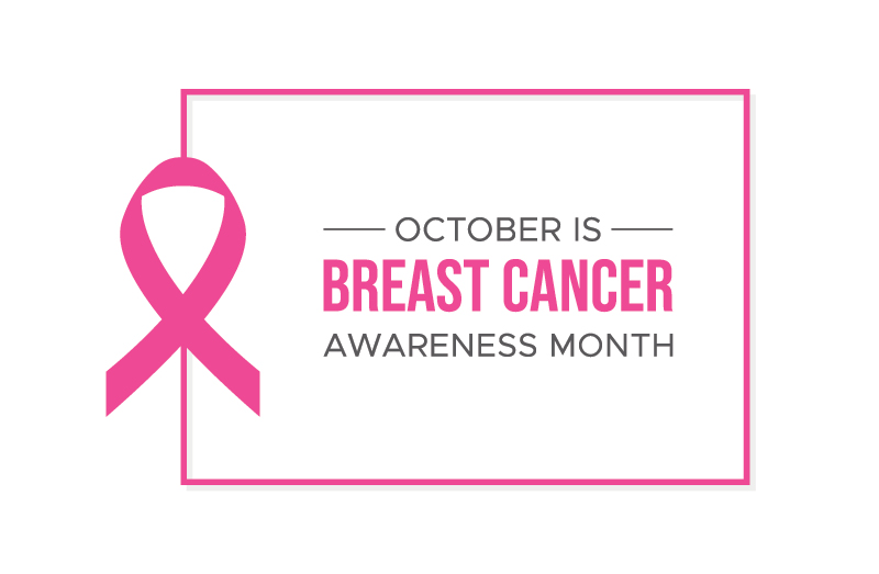 Graphic for October is Breast Cancer Awareness Month.