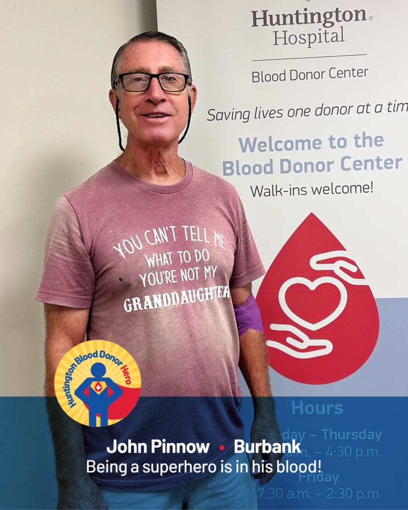man standing in blood donation center after giving blood.