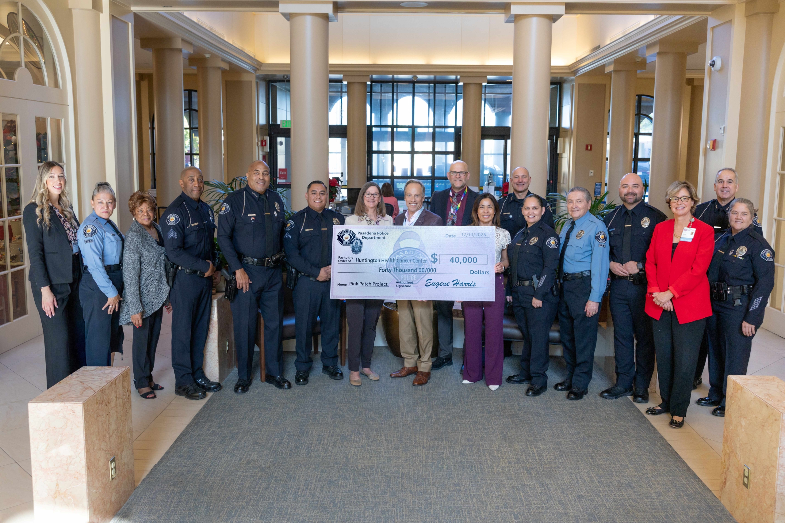 Pasadena Police Department Raises $40,000 to Support Breast Cancer Care at the Huntington Cancer Center